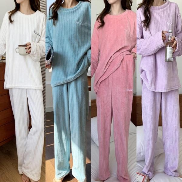 2500배송 골지 극세사 잠옷 세트 수면잠옷세트 수면바지 홈웨어