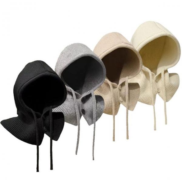 4컬러 단추니트 후드넥워머 바라클라바 방한넥모자