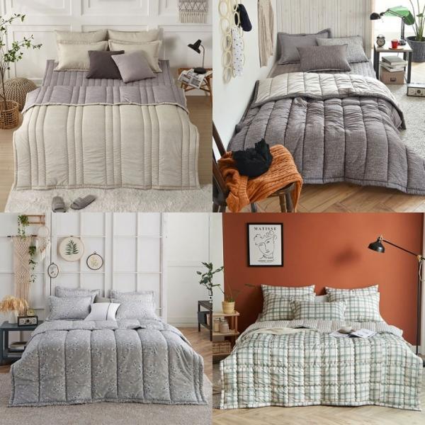 겨울 극세사 피치스킨 세미 마이크로화이바 슈퍼싱글 퀸 이불 패드 침구 줄리아 모던체크 빈티지체크