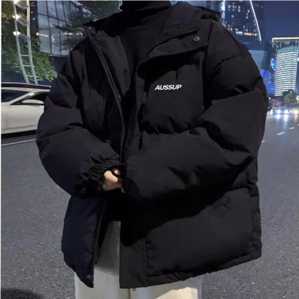 남성 겨울철 아우터 부드럽고 포근한 레터링 패딩점퍼