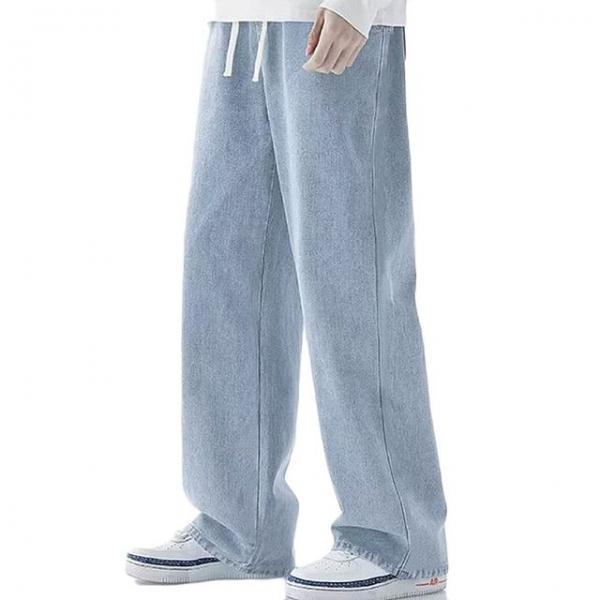 남자 캐주얼 데님 팬츠 밴딩 청바지 와이드핏 바지