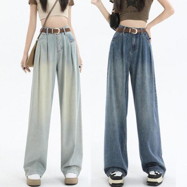 러브 와이드 데님 팬츠 여성 바지 청바지