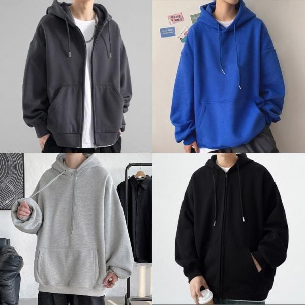 [도매라인]*오버핏기모후드집업&기모후드티 6컬러 심플 남녀공용 겨울 후드점퍼 기모점퍼 기모티