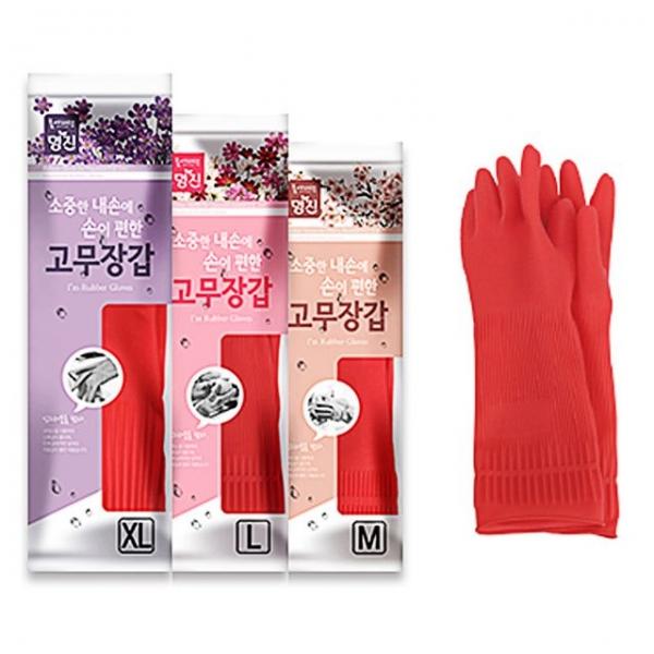 명진 황토 숯 고무장갑 - 레드 10켤레 set