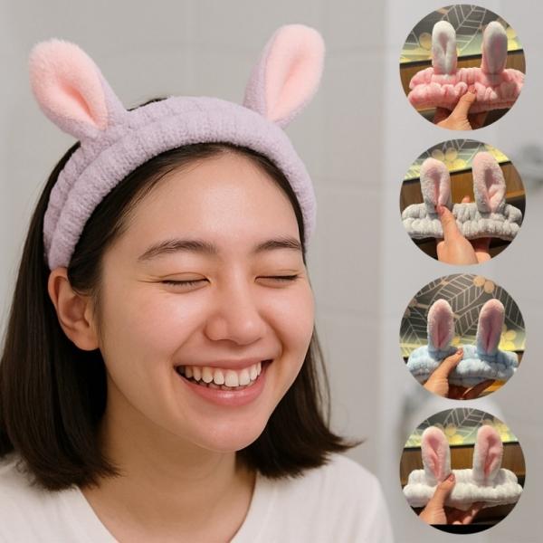 극세사 메이크업 세안 샤워 토끼헤어밴드 SW28002