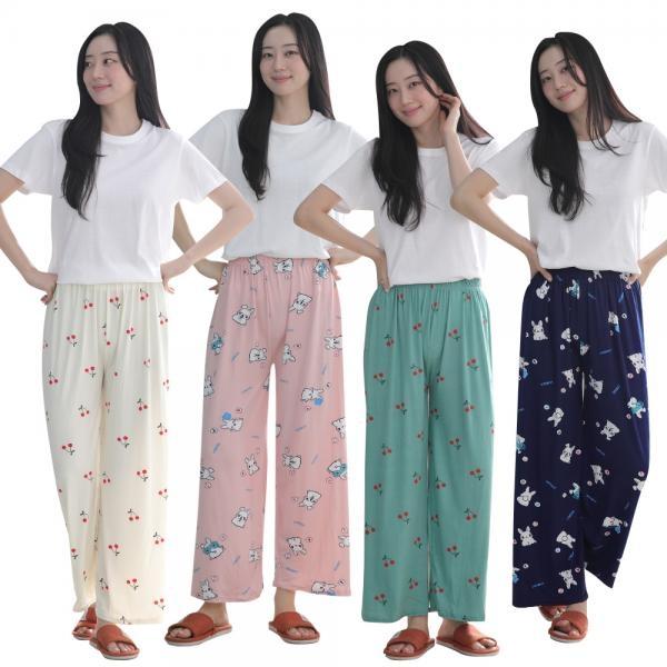 여성 잠옷 통바지 피치 사방스판 피치원단 빅사이즈 간절기 수면 남성 파자마 홈웨어 실내복 밴딩