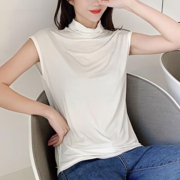 여성 모달 반목 캡 소매 데일리 찰랑 티