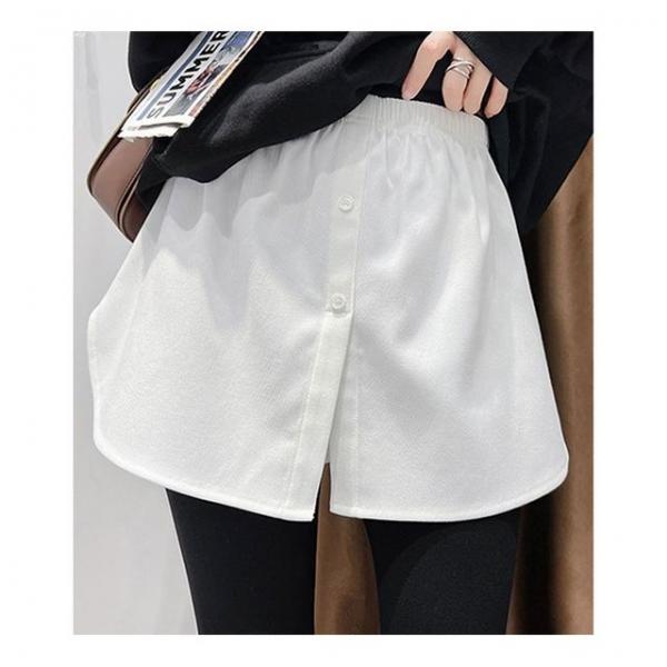 여성 셔츠형 페이크 밴딩 스커트 레이어드 이너 단추