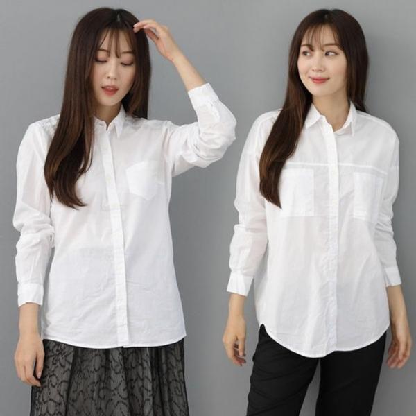 여성 화이트 셔츠 루즈핏 기본핏 면 남방 정장 긴팔
