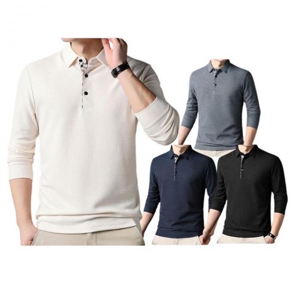 사계절 남성용 베이직 와플 카라티셔츠 남성긴팔티