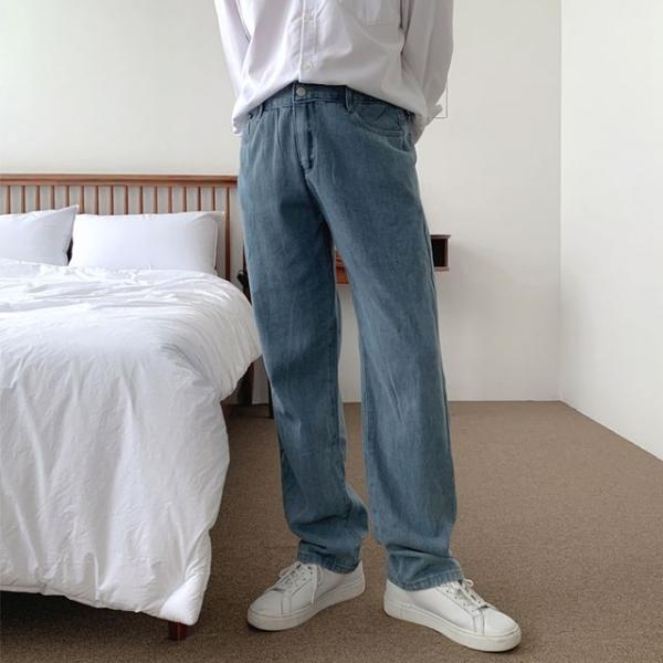 남자 데님 팬츠 중청 진청 블랙 일자 와이드 청바지