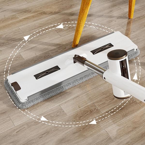 [싸더라] 노터치 슬라이드 밀대 간편세척 청소 극세사 패드 360도 회전 물걸레 청소 밀대(걸레+패드2장)