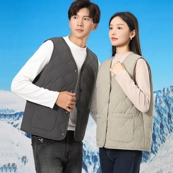 남녀공용 V넥 경량 퀼팅조끼 겨울 누빔 융 패딩 베스트 조끼