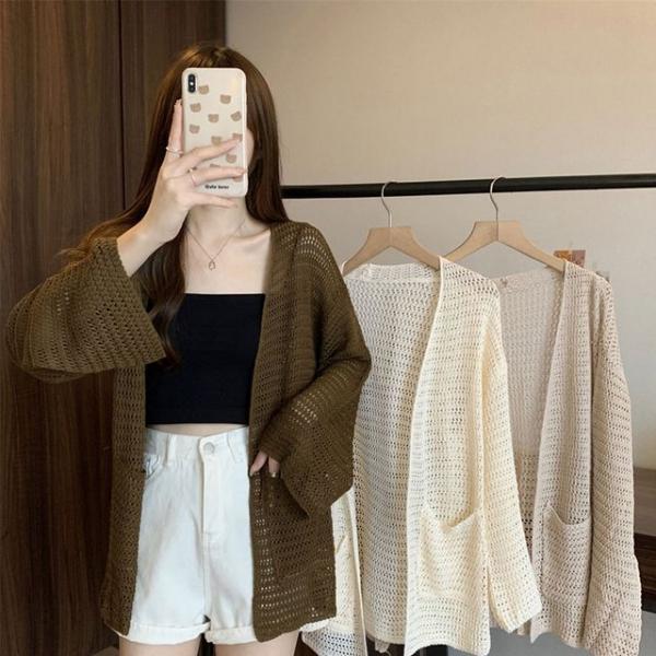 여름 여성가디건 간절기 얇은 오버핏 니트