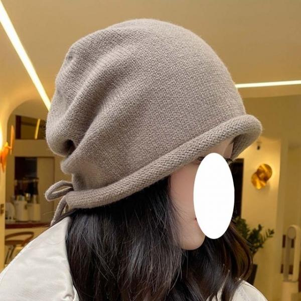 리본끈비니 여성 겨울모자 보온 벙거지 방한모자 두건