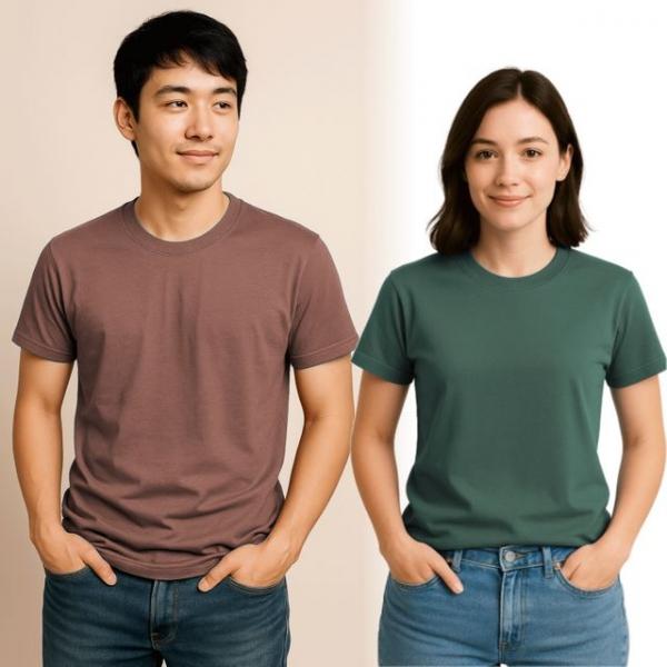 시즌 썸머 면 반팔티 남성 여성 공용 컬러 라운드