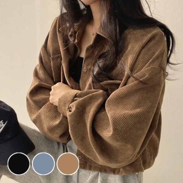 봄 가을 여성 코듀로이 크롭 스트링 숏 남방 자켓