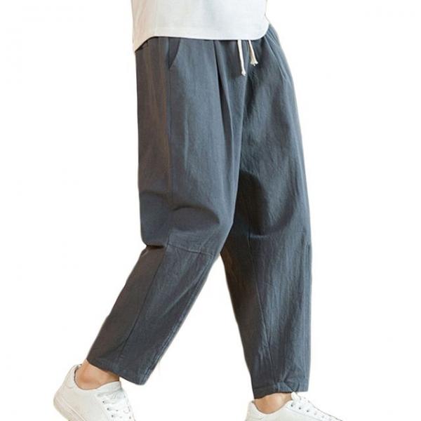 데일리 남자 린넨 8부 바지 캐주얼룩 고무줄 팬츠