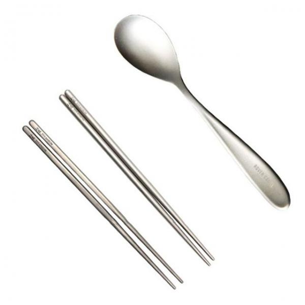 티타늄 가벼운 캠핑 수저 젓가락 세트 전용가방 포함