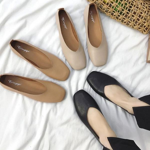 여성 발레리나 플랫슈즈 심플 데일리 베이직단화