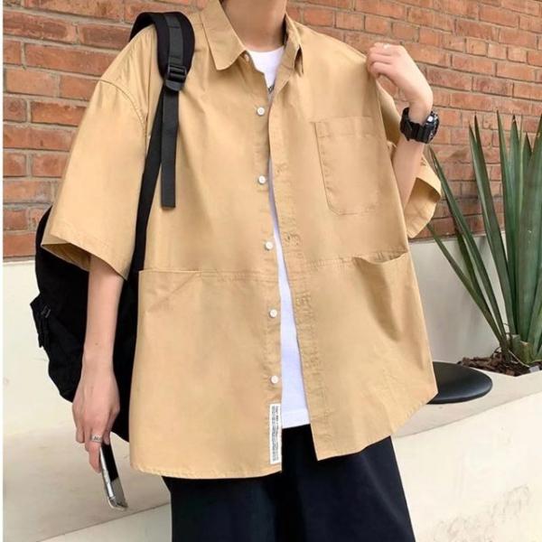 봄 여름 필수템 오버핏 남성 빅포켓 남방 반팔셔츠
