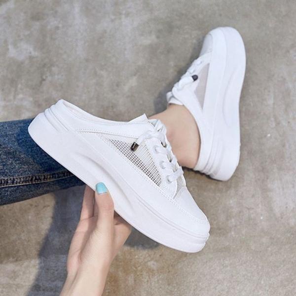 여성 키높이 메쉬 여름 슬립온 스니커즈 뮬 여자신발