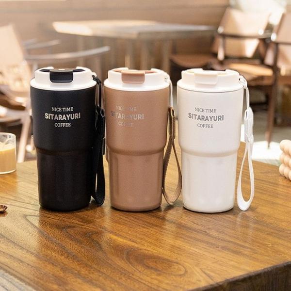 스트랩 보온보냉 스텐 텀블러 뚜껑 물병 600ml