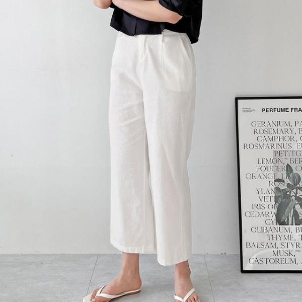 여성 9부 린넨 통바지 1P 여름 데일리 얇은 면바지