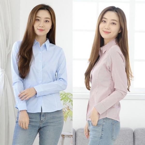 여성 스트라이프 셔츠 블라우스 봄 가을 긴팔 스판