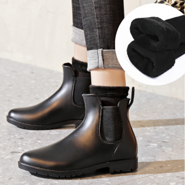 포인트 밴드 여성 발목 레인부츠 방한화 남자 겨울 장화 미들 부츠 패션 커플 방수 신발