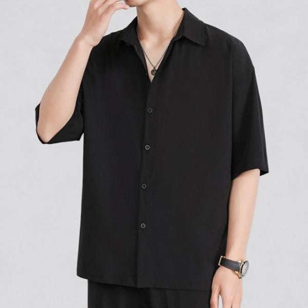 남성 오버핏 무지 여름 반팔셔츠