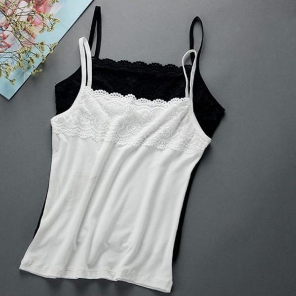 레이스 여성 끈나시 기본 이너 민소매 여자 면 나시티