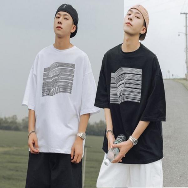 남자 오버핏 반팔 티셔츠 5부 여름 데일리 반팔티