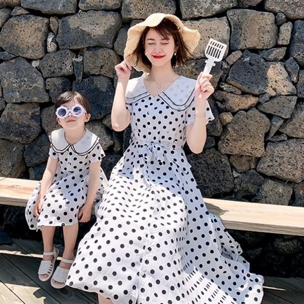 엄마랑 커플 도트 원피스 어린이집 아동 실내복 유아 키즈 유치원 등원복