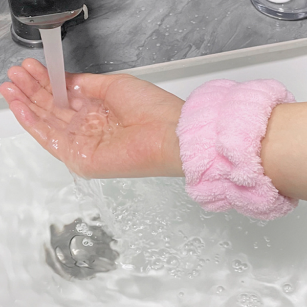 세안 손목 밴드 극세사 핑크