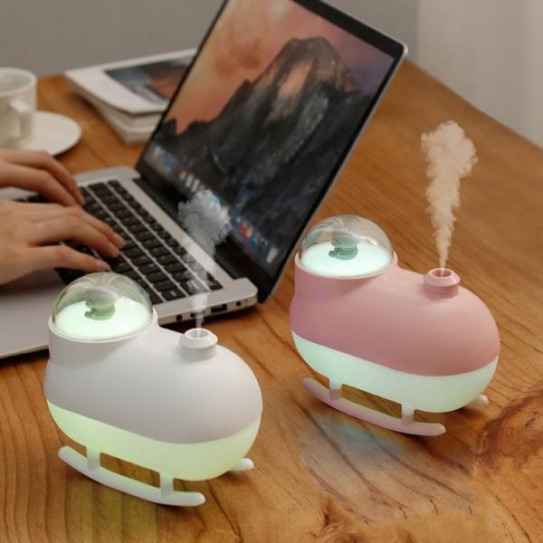 스노우 모빌 저소음 LED 무드등 미니 가습기 초음파 분무 사무실 소형 가습기
