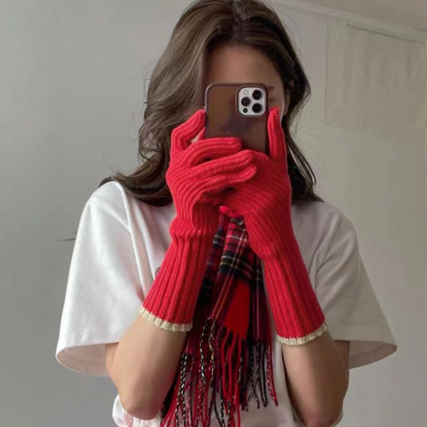 -당일배송- 겨울 라인골지 니트 스마트폰터치 여성 장갑