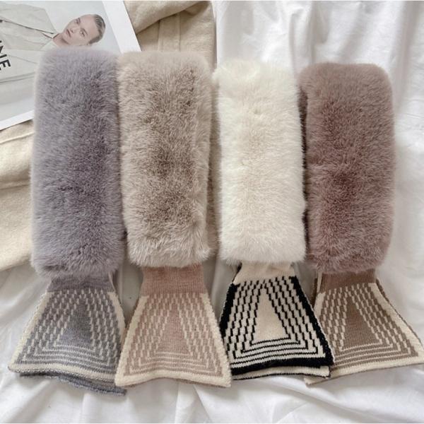 [당일배송] 겨울 삼각 쁘띠 니트 퍼 목도리 머플러 스카프