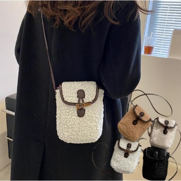 [당일배송] 겨울 뽀글이 미니 핸드폰 크로스백 퍼 가방