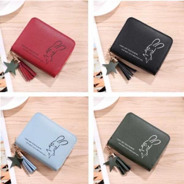 여성 토끼지퍼 카드지갑 미니 버스카드 학생 동전지갑
