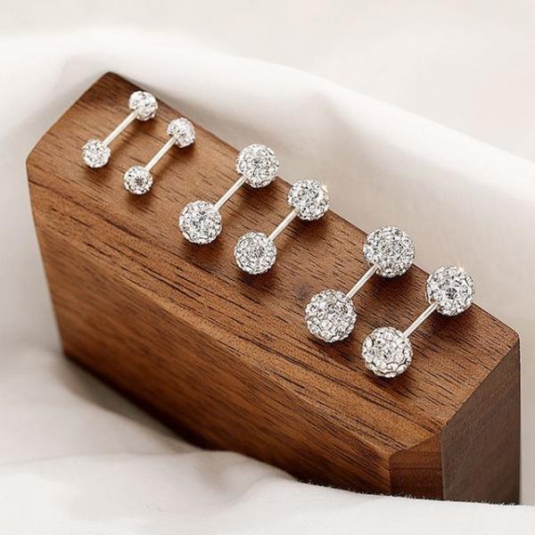 여성 데일리 미니 원석 볼 피어싱 큐빅 볼 귀걸이 4mm
