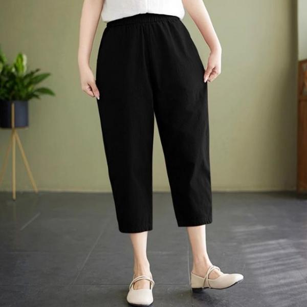 여성 여름 밴딩 고무줄 7부 와이드팬츠 마바지 린넨