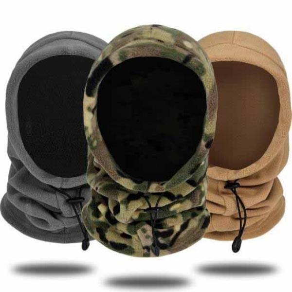 턱끈조절 밀리터리 두꺼운 극세사 후리스 방한모자 & 넥워머 바라클라바