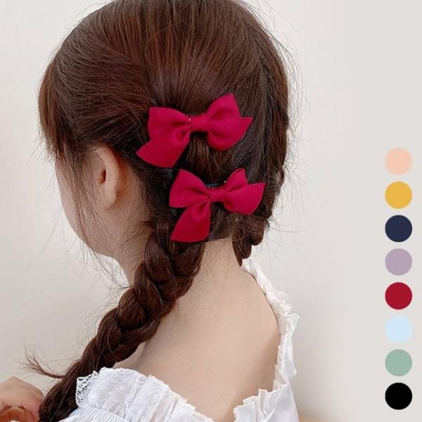 여자 헤어 포인트 악세서리 미니 리본 컬러 집게핀