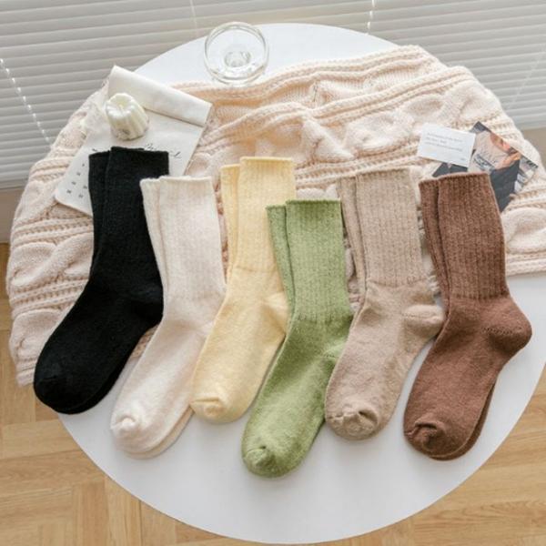 따뜻한 울 니트 중목 장목 양말 굵은 골지 겨울양말