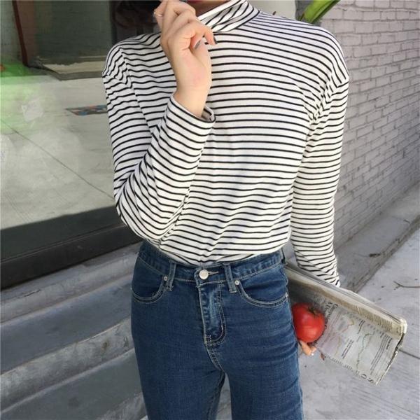 (BNCW-C1005) 스트라이프 터틀넥 롱슬리브 여성의류