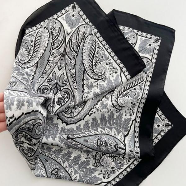 승무원패션 예쁜 여성 심플 페이즐리 쁘띠 스카프