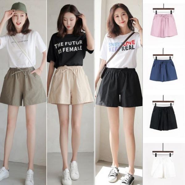 여성 허리밴딩 린넨 반바지 HH-A42
