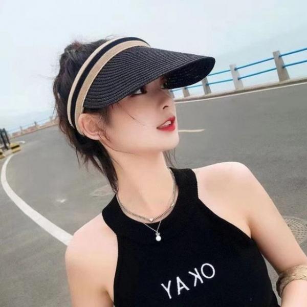 여성용 라탄 썬캡 블랙