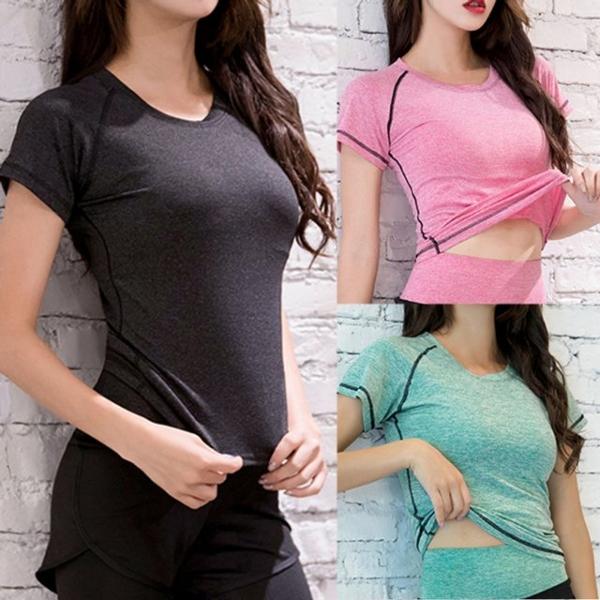 여성 스포츠 데일리 헬스 요가 기능성 반팔티